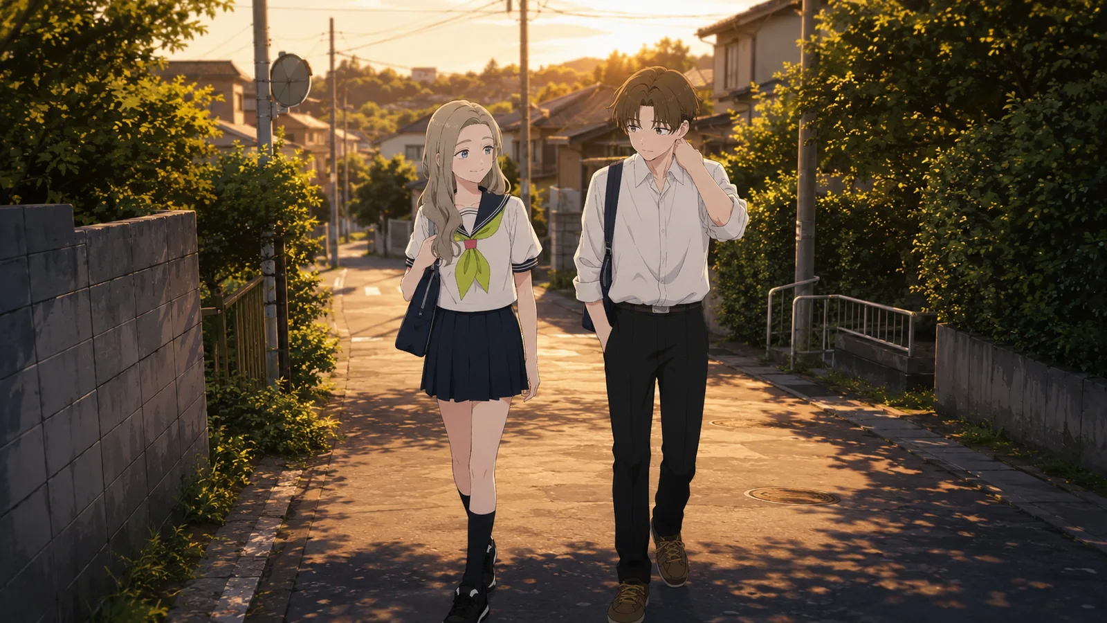 Shino Azuma and Shuji Taira walking home together in awkward but comfortable silence, both visibly aware that their friendship is becoming emotionally important