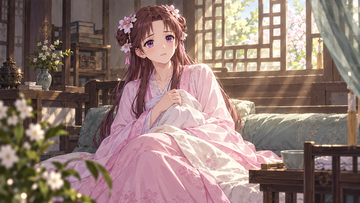 Editorial illustration of Lishu resting safely in a quiet sunlit room away from court