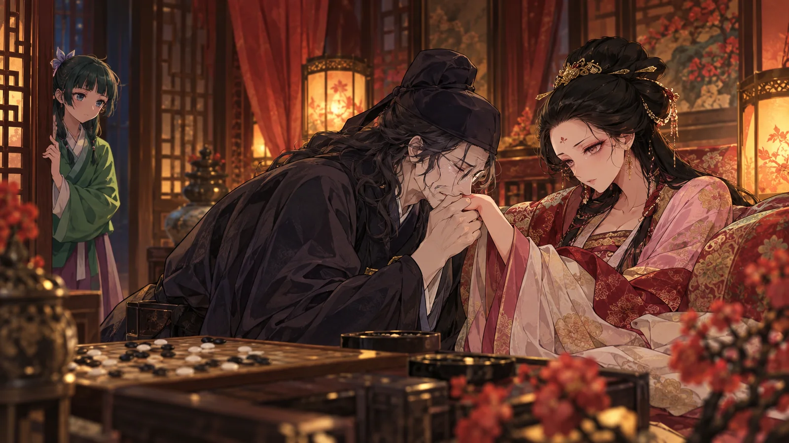 Lakan reunites with Fengxian while Maomao watches from a deliberate distance.