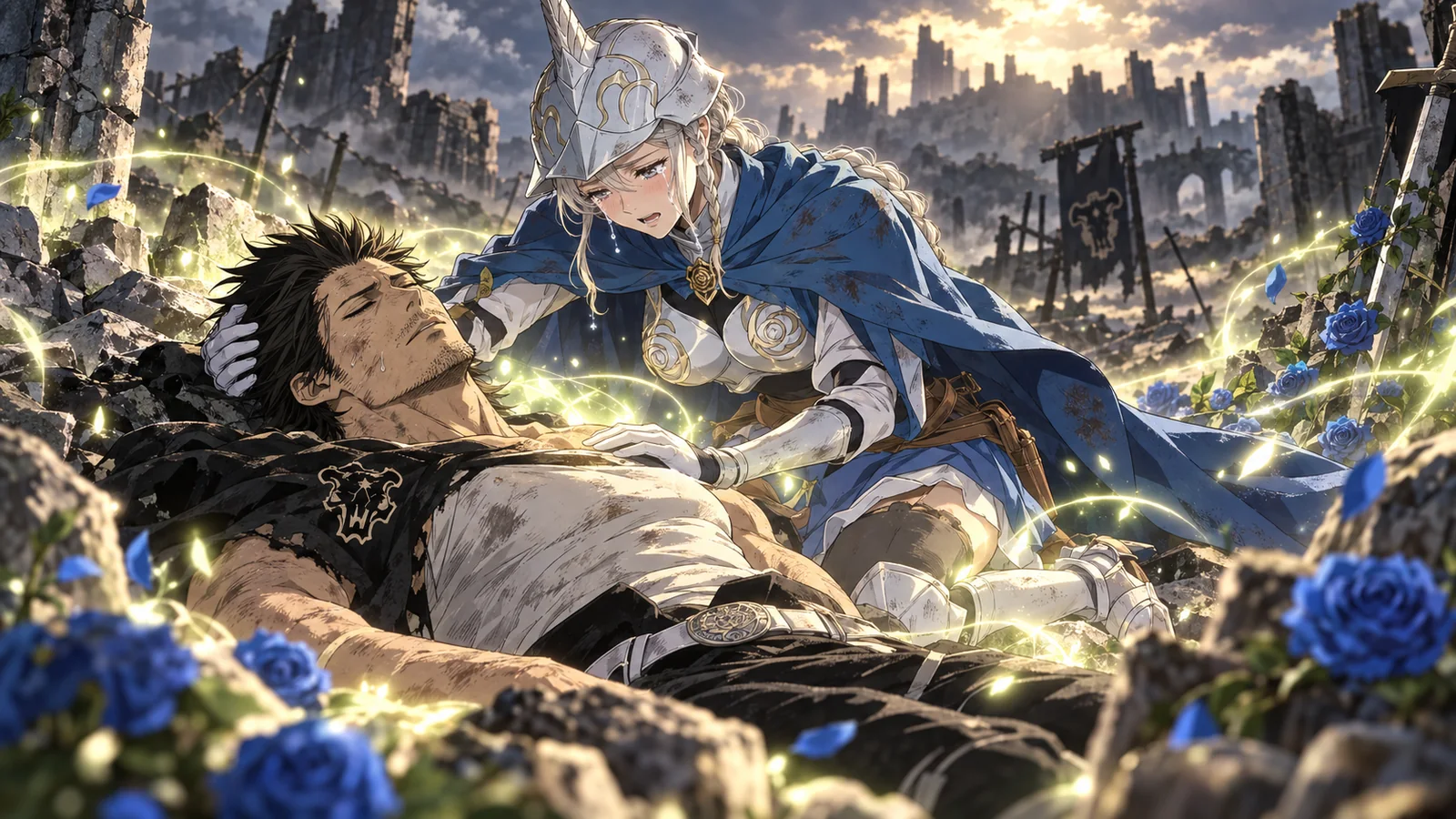 Charlotte confesses beside an unconscious Yami after the battle with Lucifero.