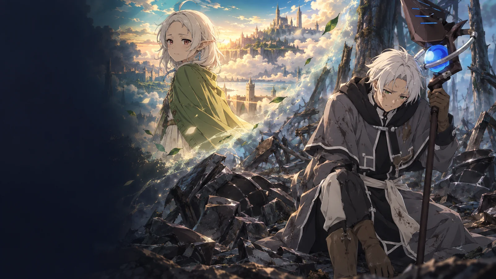 Rudeus's temporary white hair contrasted with Sylphie's permanent white hair after the Fittoa incident.