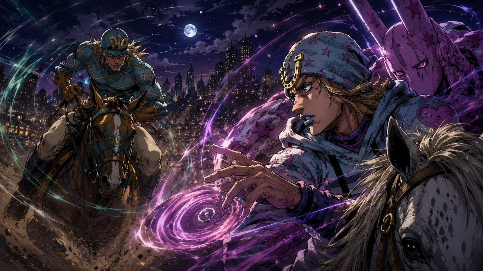 Johnny facing alternate Diego in the final Steel Ball Run conflict