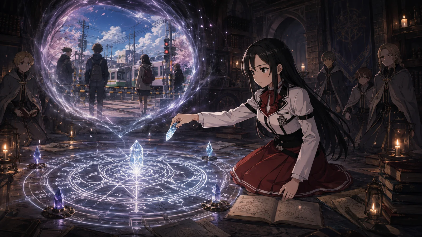 Nanahoshi testing a return summoning circle